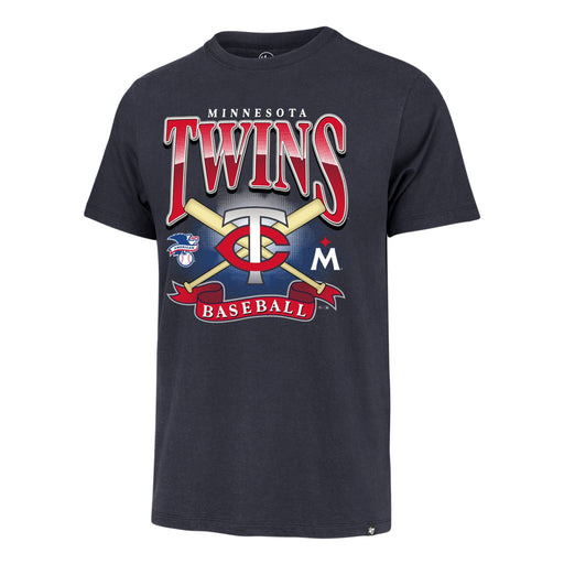 47 Brand Apparel MLB Adult Minnesota Twins '47 Navy Chrometown Cross Bats Franklin T-Shirt - Men's