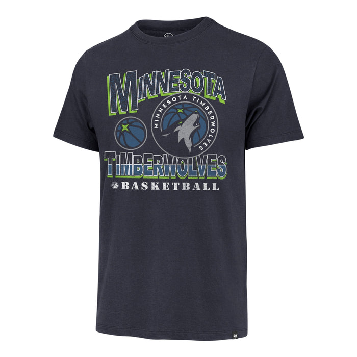 47 Brand, LLC Apparel NBA Adult Minnesota Timberwolves '47 Brand Navy Court Press Franklin T Shirt - Men's