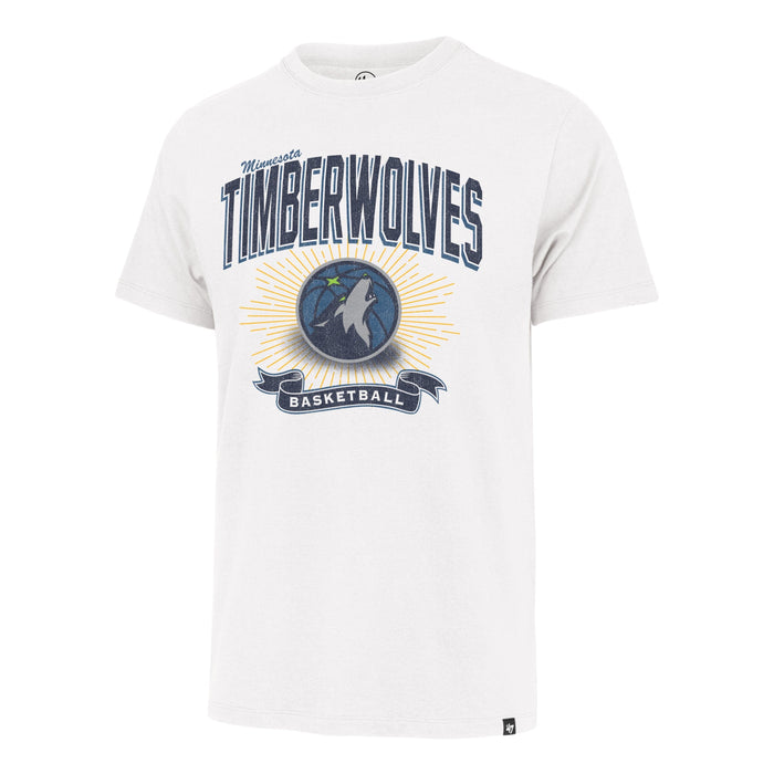 47 Brand, LLC Apparel NBA Adult Minnesota Timberwolves '47 Brand White Wash Prime Play Franklin T Shirt - Men's
