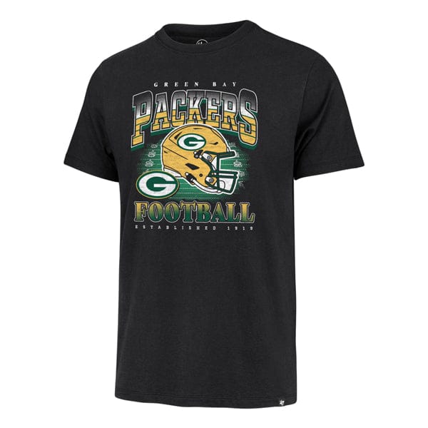 47 Brand, LLC Apparel NFL Adult Green Pay Packers Black '47 Brand Historic Helmet Franklin T-Shirt - Men's