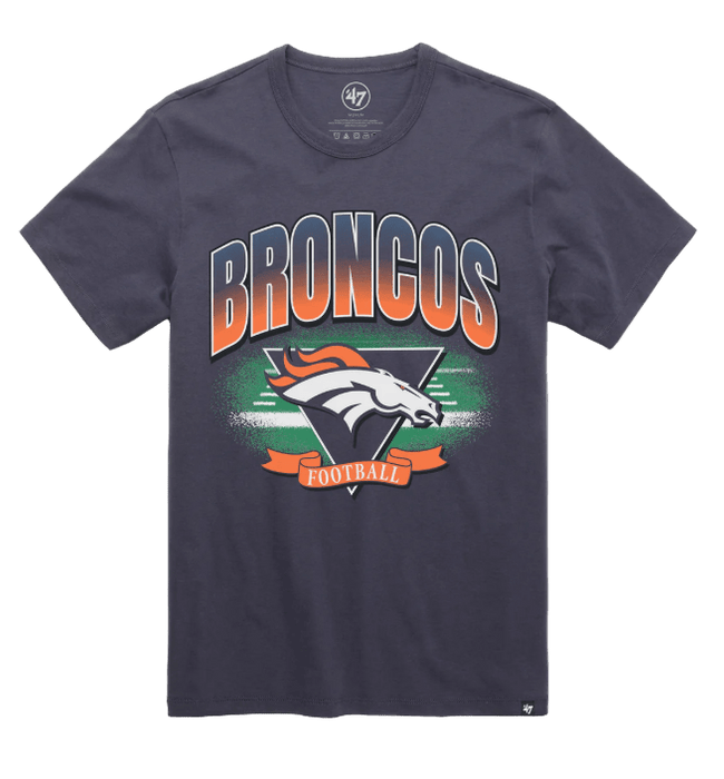 47 Brand Shirts Adult Denver Broncos '47 Brand Navy Arena Fade Franklin T Shirt - Men's