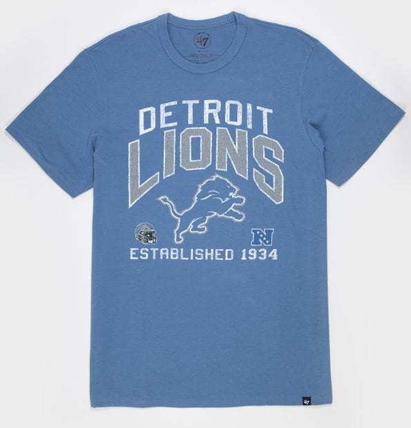 47 Brand Shirts Adult Detroit Lions '47 Blue Turned Up Franklin T Shirt - Men's