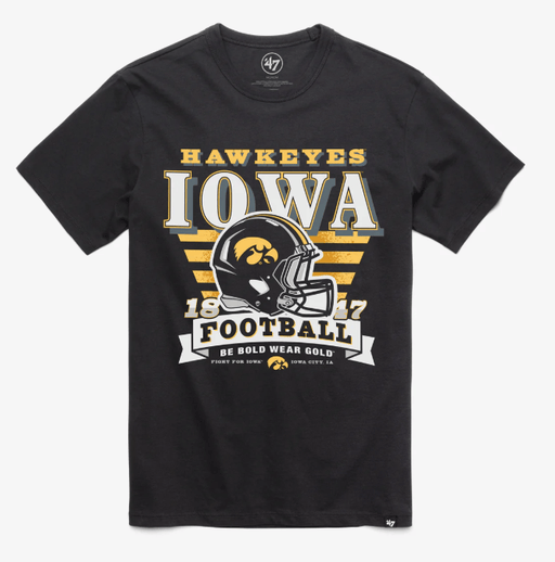 47 Brand Shirts Adult Iowa Hawkeyes '47 Black Stripe Splash Franklin T Shirt - Men's
