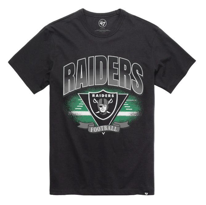 Adult Las Vegas Raiders '47 Brand Black Arena Fade Franklin T Shirt - Men's