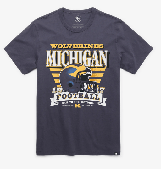 47 Brand Shirts Adult Michigan Wolverines '47 Navy Stripe Splash Franklin T Shirt - Men's