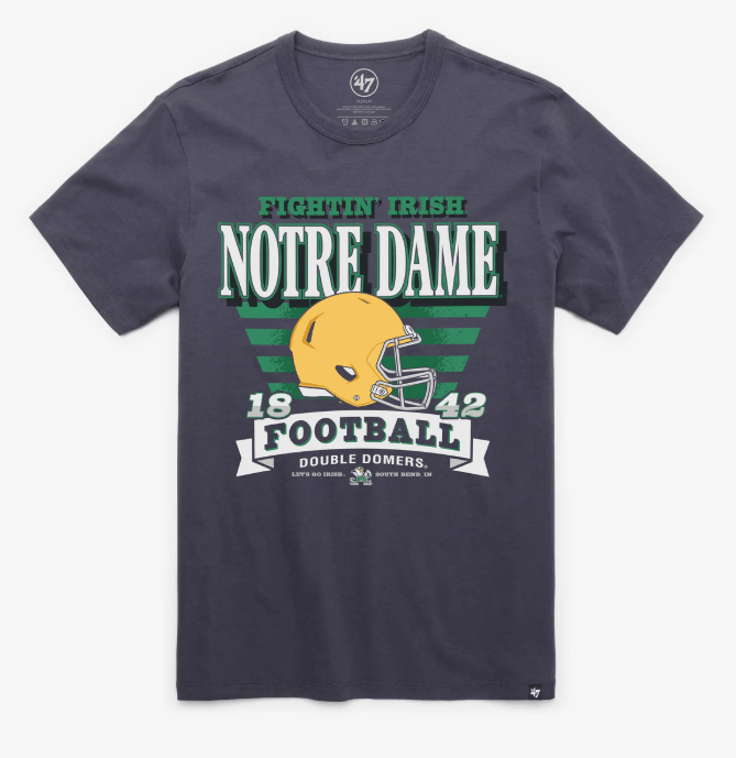 47 Brand Shirts Adult Notre Dame Fighting Irish'47 Navy Stripe Splash Franklin T Shirt - Men's