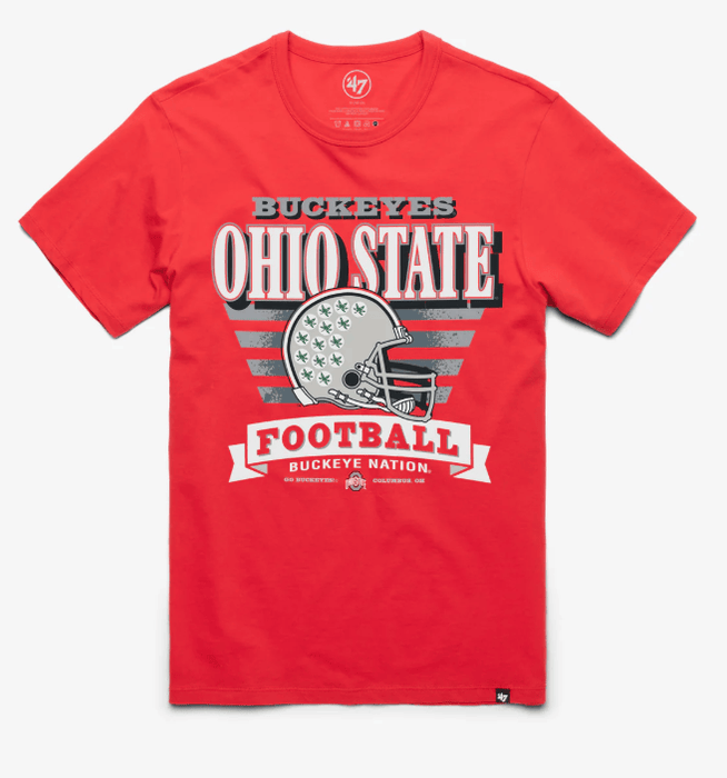 47 Brand Shirts Adult Ohio State Buckeyes '47 Red Stripe Splash Franklin T Shirt - Men's