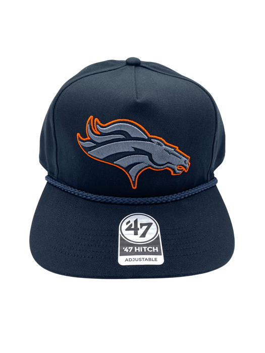 Adult Denver Broncos '47 Black Team Logo Rope Hitch Adjustable Snapback Hat - Men's