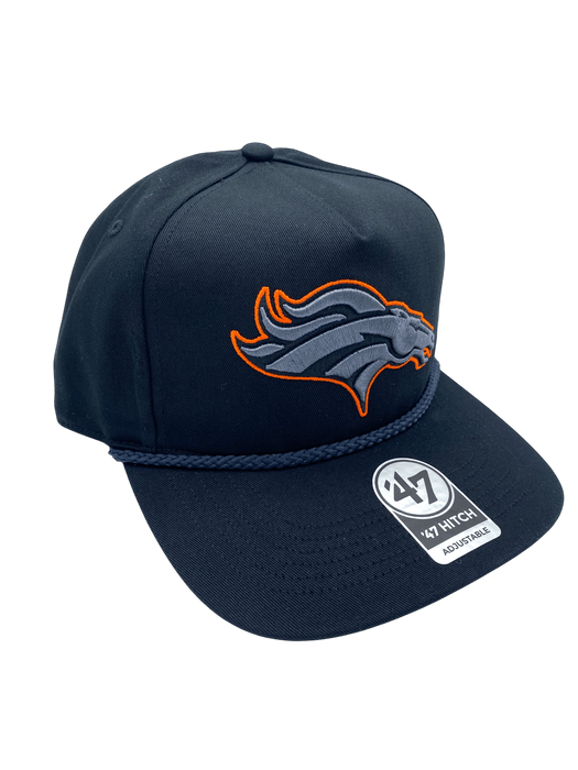 Adult Denver Broncos '47 Black Team Logo Rope Hitch Adjustable Snapback Hat - Men's
