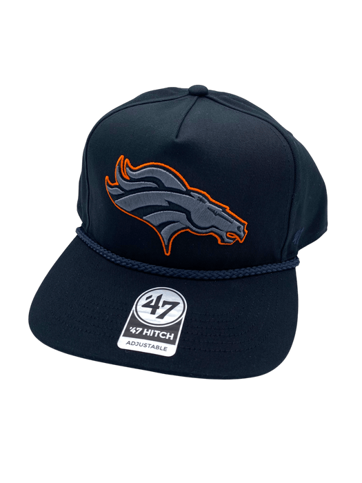 Adult Denver Broncos '47 Black Team Logo Rope Hitch Adjustable Snapback Hat - Men's