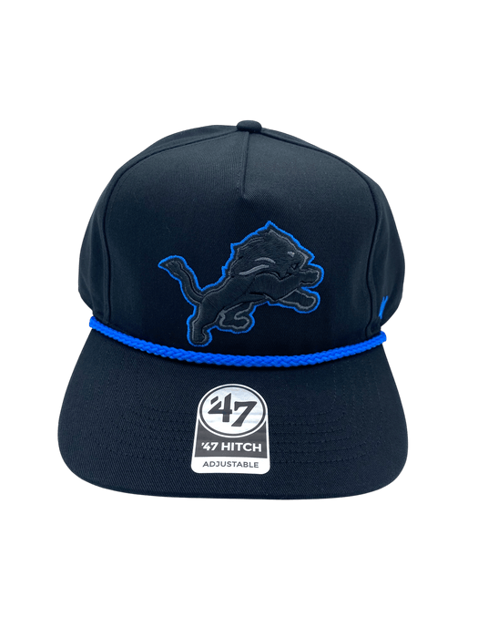 Adult Detroit Lions '47 Black Team Logo Rope Hitch Adjustable Snapback Hat - Men's