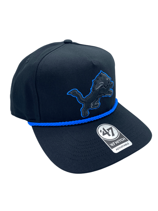 Adult Detroit Lions '47 Black Team Logo Rope Hitch Adjustable Snapback Hat - Men's