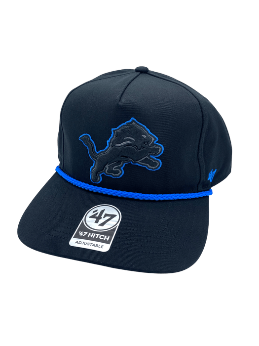 Adult Detroit Lions '47 Black Team Logo Rope Hitch Adjustable Snapback Hat - Men's