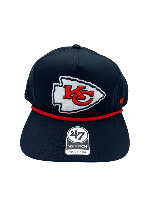 Adult Kansas City Chiefs '47 Black Team Logo Rope Hitch Adjustable Snapback Hat - Men's