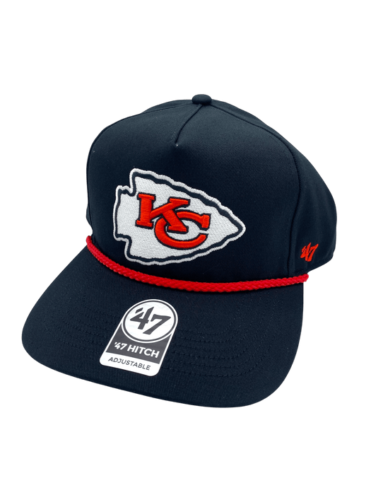Adult Kansas City Chiefs '47 Black Team Logo Rope Hitch Adjustable Snapback Hat - Men's
