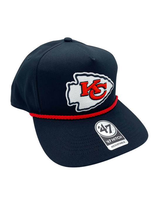 Adult Kansas City Chiefs '47 Black Team Logo Rope Hitch Adjustable Snapback Hat - Men's