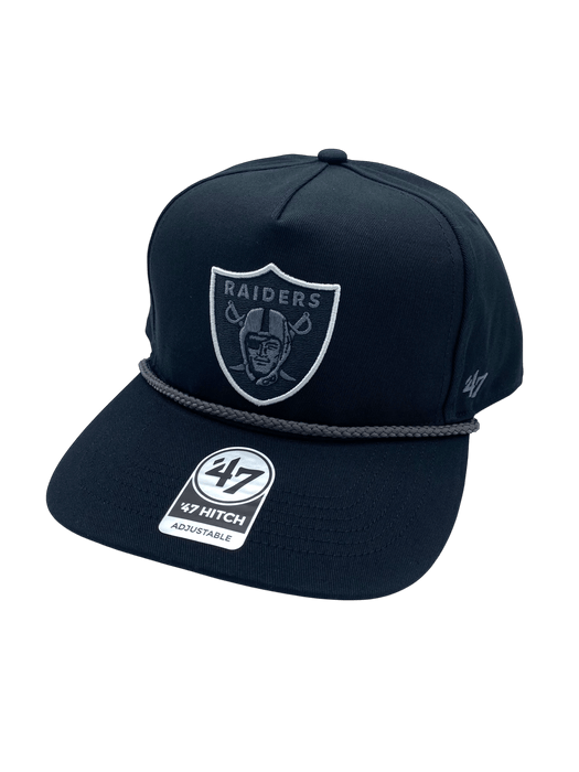 Adult Las Vegas Raiders '47 Black Team Logo Rope Hitch Adjustable Snapback Hat - Men's