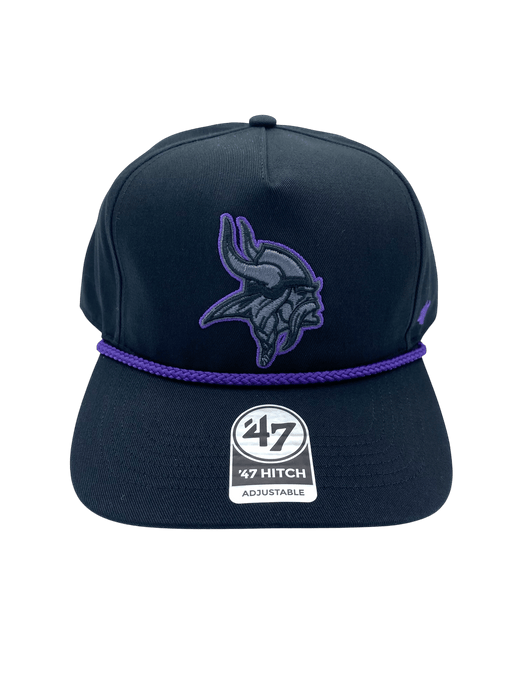 Adult Minnesota Vikings '47 Black Team Logo Rope Hitch Adjustable Snapback Hat - Men's