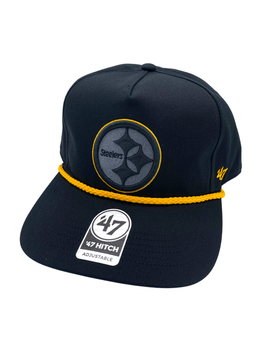 Adult Pittsburgh Steelers '47 Black Team Logo Rope Hitch Adjustable Snapback Hat - Men's