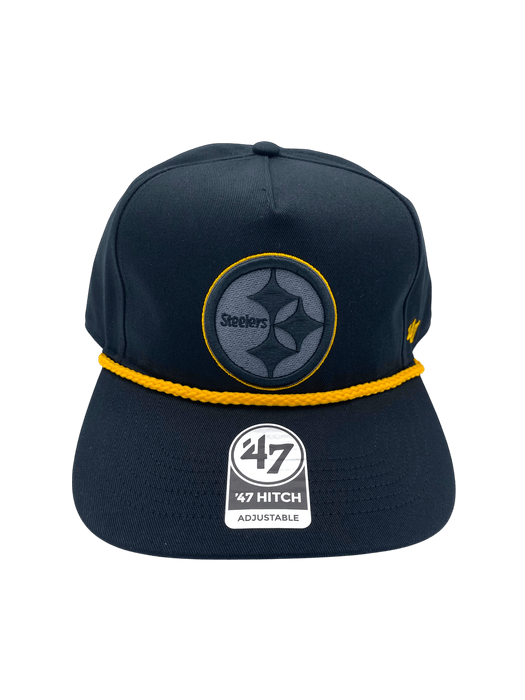 Adult Pittsburgh Steelers '47 Black Team Logo Rope Hitch Adjustable Snapback Hat - Men's