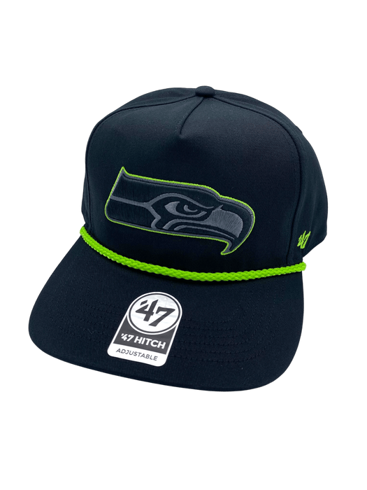 Adult Seattle Seahawks '47 Black Team Logo Rope Hitch Adjustable Snapback Hat - Men's