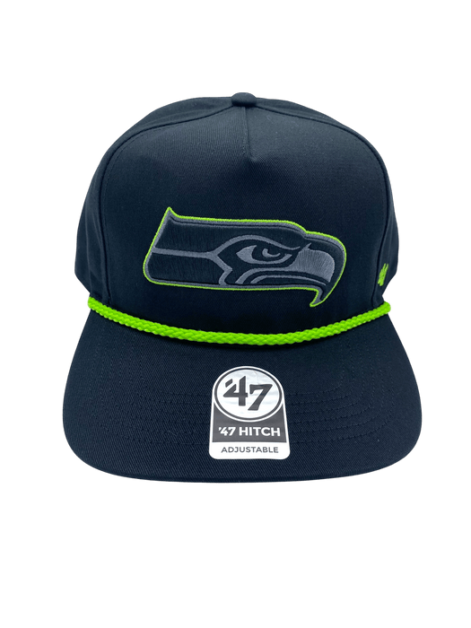 Adult Seattle Seahawks '47 Black Team Logo Rope Hitch Adjustable Snapback Hat - Men's