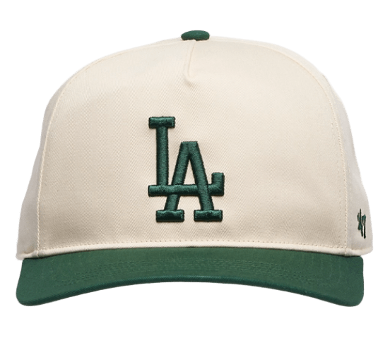 Adult Los Angeles Dodgers '47 Natural Cream/Green 2 Tone Logo Hitch Adjustable Snapback Hat - Men's
