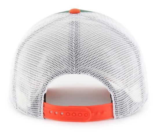 Adult Miami Hurricanes '47 Green/Orange Stripe Mesh Hitch Adjustable Snapback Hat - Men's