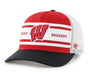 Adult Wisconsin Badgers '47 Red/Black Stripe Mesh Hitch Adjustable Snapback Hat - Men's