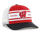 Adult Wisconsin Badgers '47 Red/Black Stripe Mesh Hitch Adjustable Snapback Hat - Men's