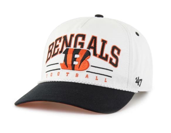 Adult Cincinnati Bengals '47 White/Black Roscoe 2 Tone Hitch Adjustable Snapback Hat - Men's
