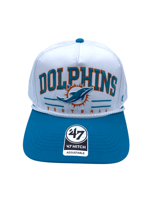 Adult Miami Dolphins '47 White/Teal Roscoe 2 Tone Hitch Adjustable Snapback Hat - Men's