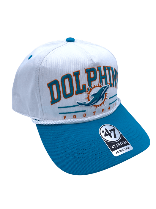 Adult Miami Dolphins '47 White/Teal Roscoe 2 Tone Hitch Adjustable Snapback Hat - Men's