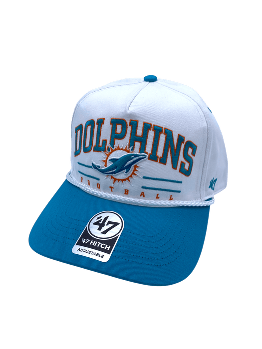 Adult Miami Dolphins '47 White/Teal Roscoe 2 Tone Hitch Adjustable Snapback Hat - Men's