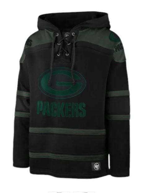 Adult Green Bay Packers '47 Black Superior Lacer Hooded Sweatshirt - Men's