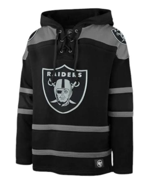 47 Brand Sweatshirts Adult Las Vegas Raiders '47 Black Superior Lacer Hooded Sweatshirt - Men's