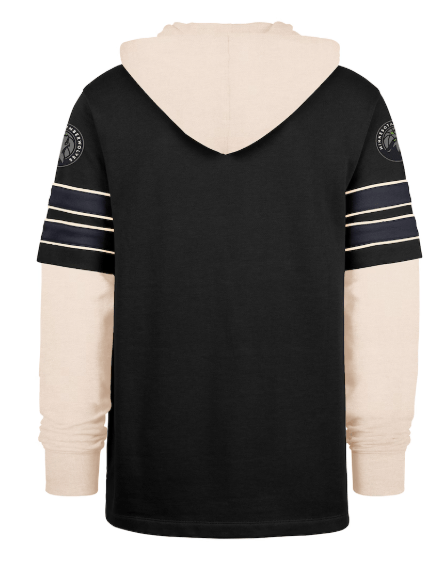 47 Brand Sweatshirts Adult Minnesota Timberwolves '47 Black Split Zone Cornerback Duo Hooded Sweatshirt - Men's