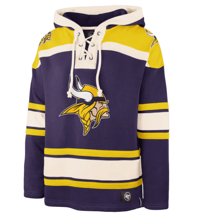 47 Brand Sweatshirts Adult Minnesota Vikings '47 Purple Superior Lacer Hooded Sweatshirt - Men's