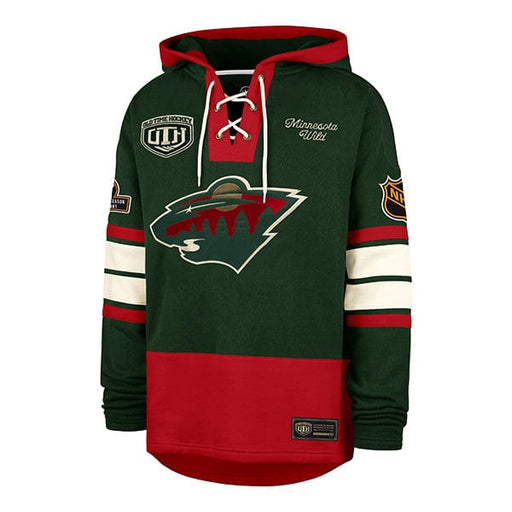 47 Brand Sweatshirts Adult Minnesota Wild '47 Green OTH Puck Drop Dual Lacer Hooded Sweatshirt - Men's