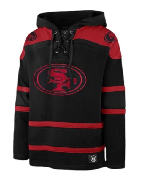 47 Brand Sweatshirts Adult San Francisco 49ers '47 Black Superior Lacer Hooded Sweatshirt - Men's