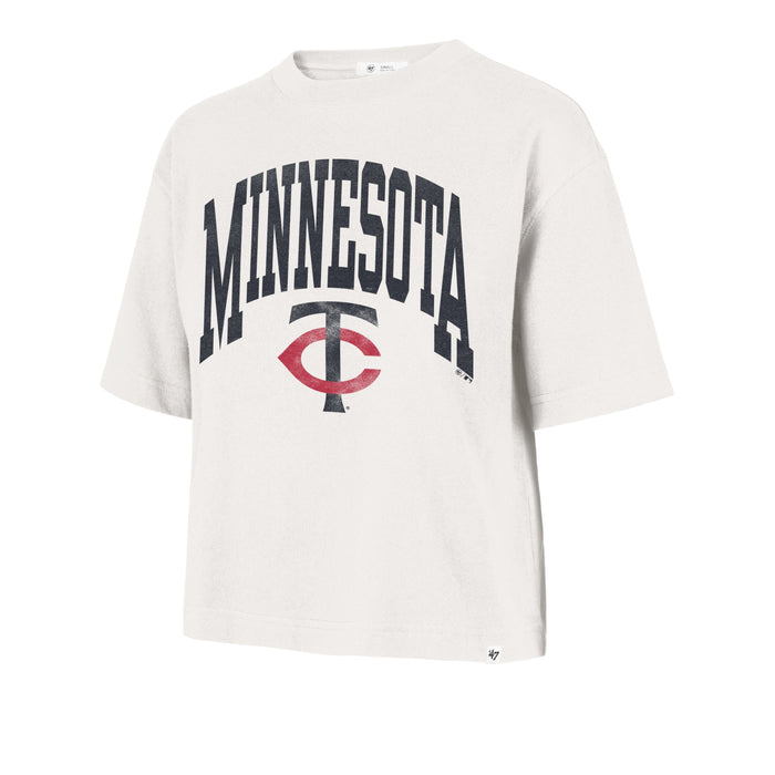 Adult Minnesota Twins '47 Gray Sandstone Shale Reed City Short Sleeve Crop Shirt - Women's