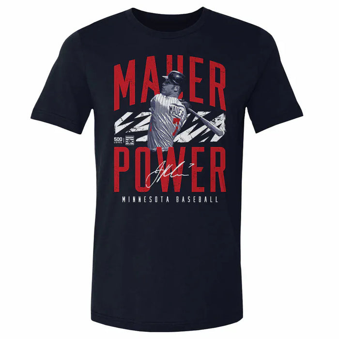 500 Level Apparel MLB Adult Joe Mauer Minnesota Twins "Mauer Power" Navy T-Shirt - Men's