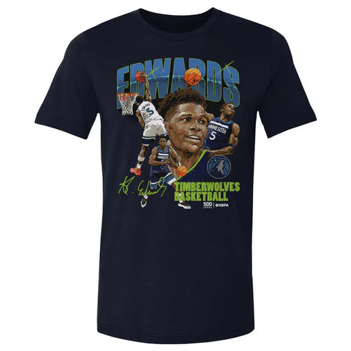 500 Level Apparel NBA Adult Anthony Edwards Minnesota Timberwolves Navy Collage T-Shirt - Men's