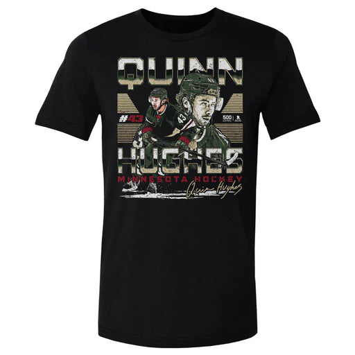 500 Level Apparel NHL Adult Quinn Hughes Black Minnesota Dual Player Image Tee - Men's