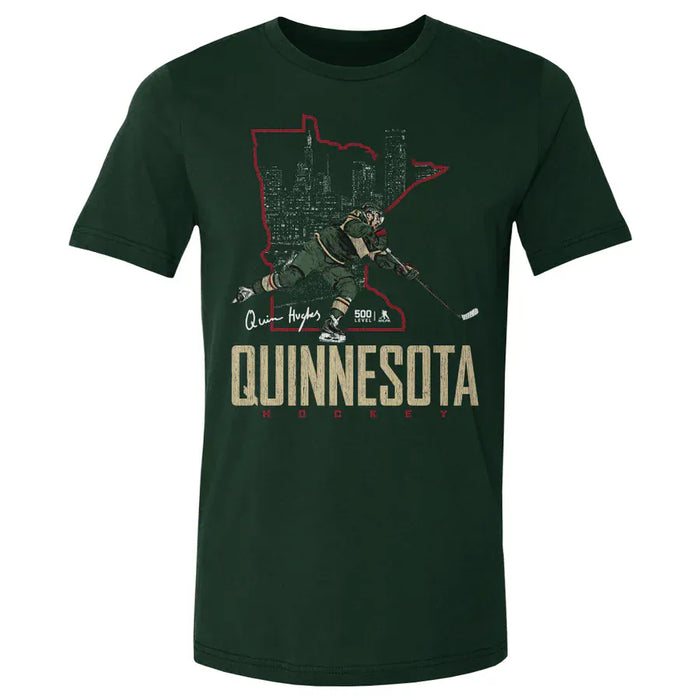500 Level Apparel NHL Adult Quinn Hughes Minnesota Green Quinnesota State Tee - Men's