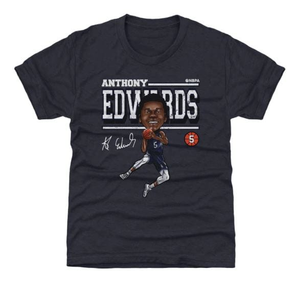 Youth Anthony Edwards Minnesota Timberwolves 500 Level Navy Cartoon Passing T-Shirt - Unisex