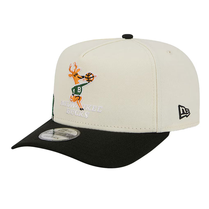 Adult Milwaukee Bucks New Era Chrome Mascot Illustrated A-Frame 9FIFTY Adjustable Snapback Hat - Men's
