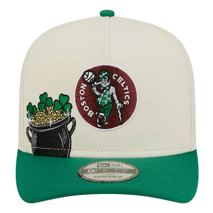 Adult Boston Celtics New Era Chrome Mascot Illustrated A-Frame 9FIFTY Adjustable Snapback Hat - Men's