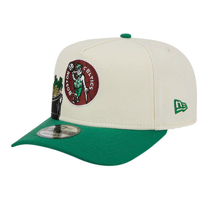 Adult Boston Celtics New Era Chrome Mascot Illustrated A-Frame 9FIFTY Adjustable Snapback Hat - Men's