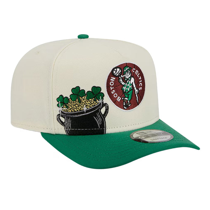 Adult Boston Celtics New Era Chrome Mascot Illustrated A-Frame 9FIFTY Adjustable Snapback Hat - Men's